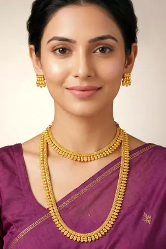 Short & long necklace earrings set for women maharani haar south