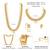 Gold plated choker long necklace and earrings set maharani haar