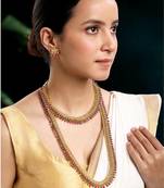 Red green choker long necklace and earrings set maharani haar