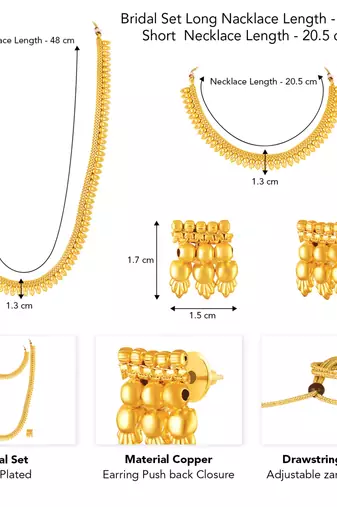 Short & long necklace earrings set for women maharani haar south