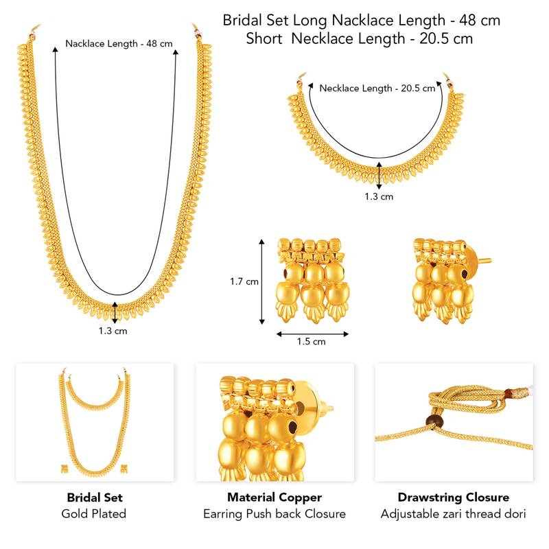 Short & long necklace earrings set for women maharani haar south