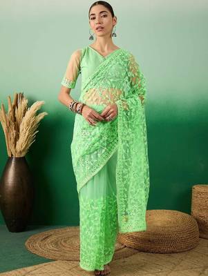 Green embroidered   sarees 1