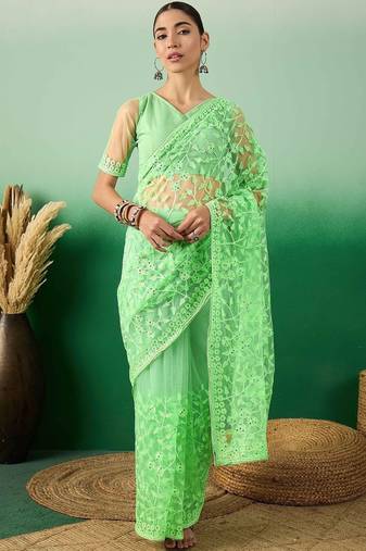 Green embroidered   sarees