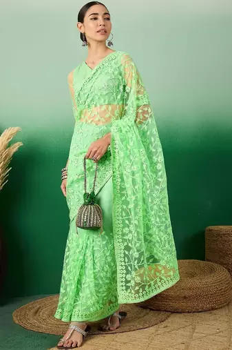 Green embroidered   sarees