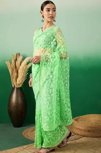 Green embroidered   sarees
