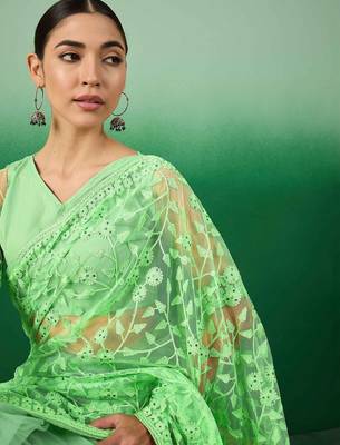 Green embroidered   sarees 5