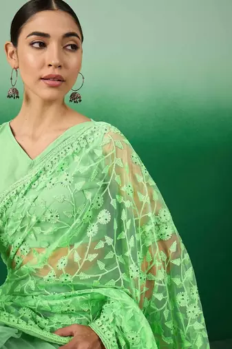 Green embroidered   sarees