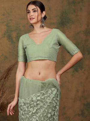 Olive embroidered   sarees 4