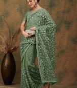 Olive embroidered  sarees