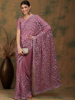 Pink embroidered  sarees 2