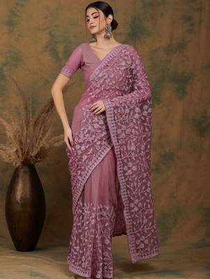 Pink embroidered  sarees 3