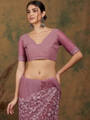 Pink embroidered  sarees 4