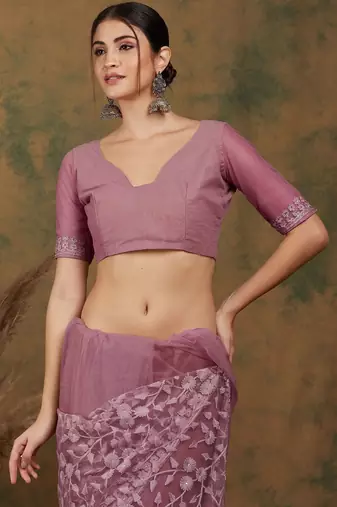Pink embroidered  sarees