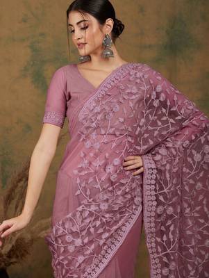 Pink embroidered  sarees 5