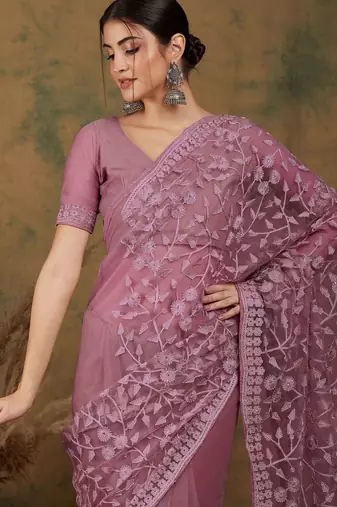 Pink embroidered  sarees