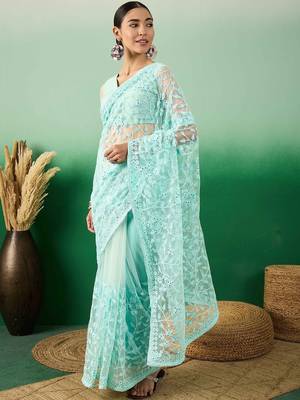 Blue embroidered  sarees 2