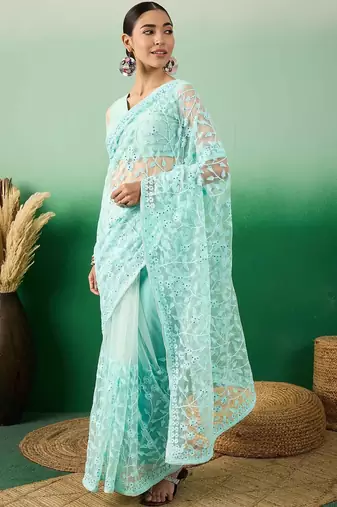 Blue embroidered  sarees