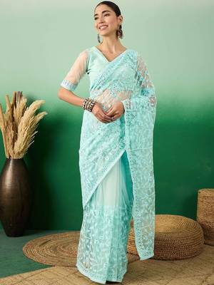 Blue embroidered  sarees 3