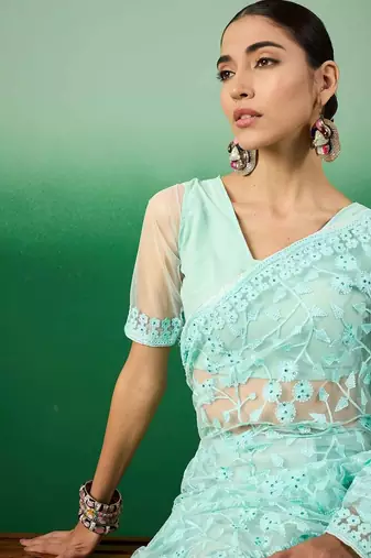 Blue embroidered  sarees