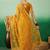 Mustard embroidered net saree with blouse piece
