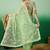 Green floral embroidered net saree