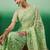 Green floral embroidered net saree