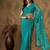 Teal embroidered saree with blouse piece