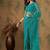 Teal embroidered saree with blouse piece