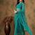 Teal embroidered saree with blouse piece