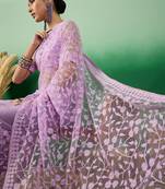Lavender embroidered saree