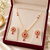 Certified Pearls Ruby Floral Pendant Set with Matching Earrings