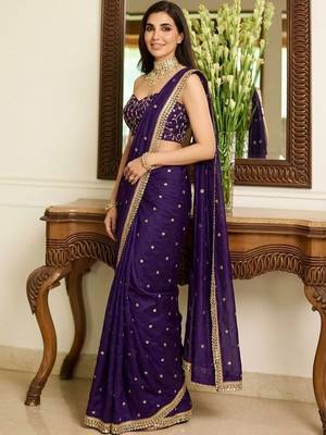 Purple embellished sarees blouse piece 1