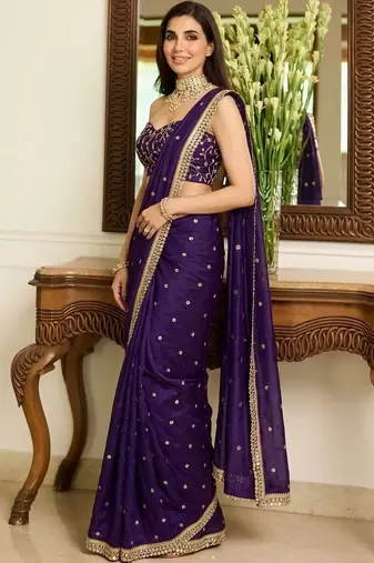 Purple embellished sarees blouse piece