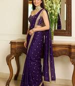 Purple embellished sarees blouse piece