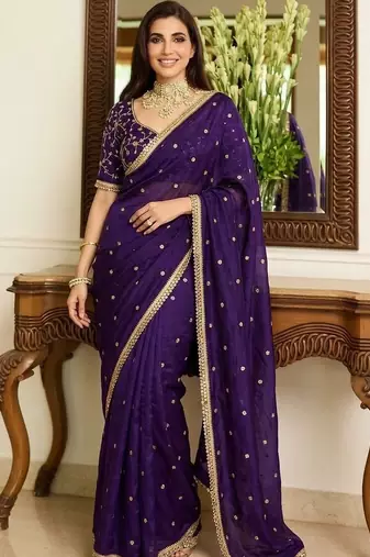 Purple embellished sarees blouse piece