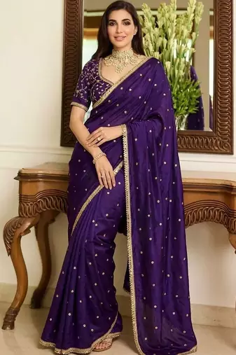 Purple embellished sarees blouse piece
