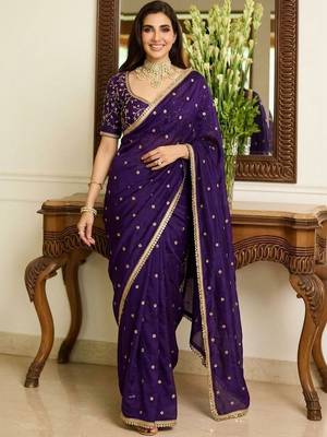 Purple embellished sarees blouse piece 4