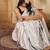 White tie and dye satin saree with blouse piece