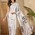 White tie and dye satin saree with blouse piece