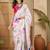 White satin designer saree