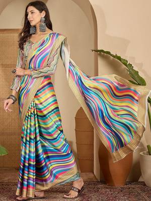 Multicolor satin designer saree 2