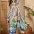 Multicolor satin designer saree
