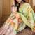 Green floral satin saree