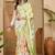Green floral satin saree