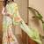 Green floral satin saree