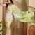 Green floral satin saree