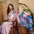 Multicolor women multicolor satin designer saree