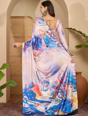 Multicolor women multicolor satin designer saree 5