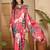 Red women red satin floral printed ethnic saree and blouse piece