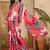 Red women red satin floral printed ethnic saree and blouse piece